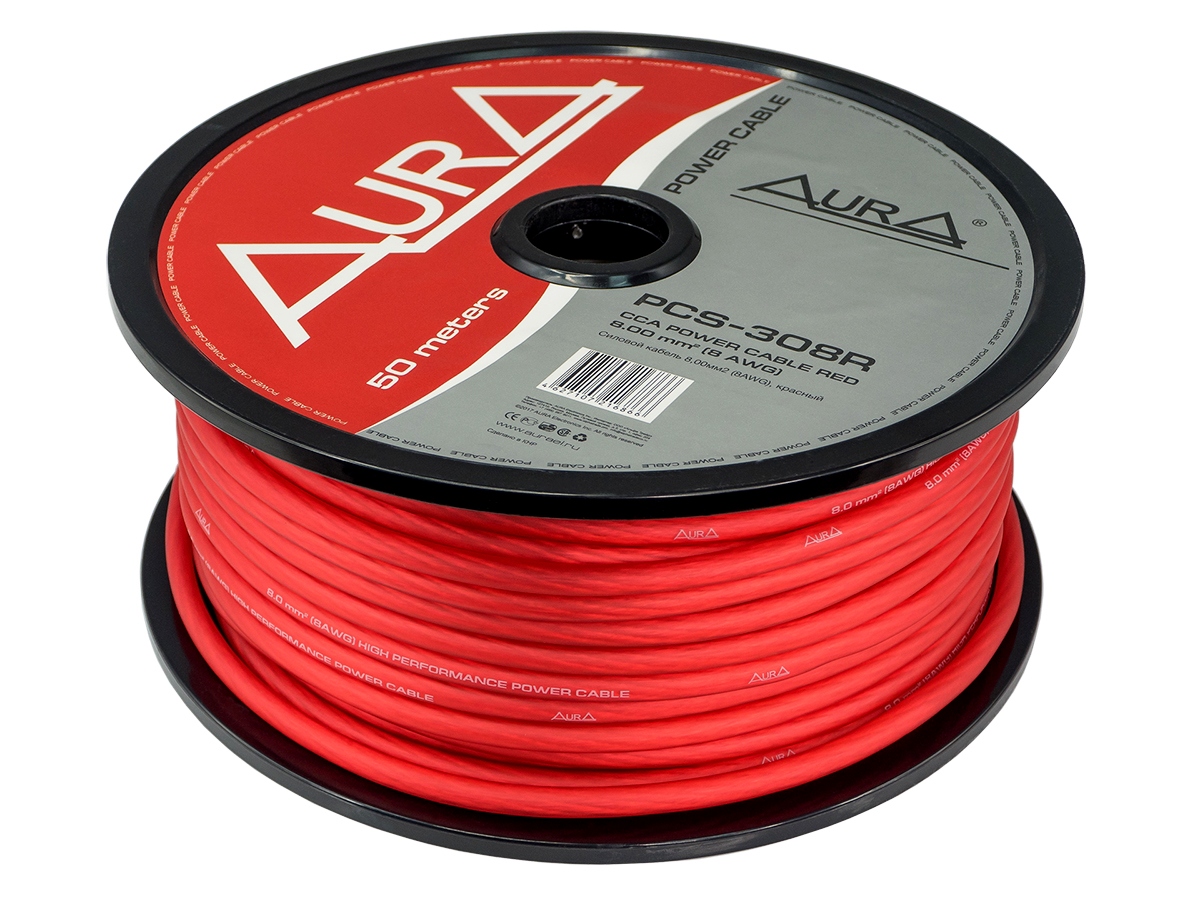 

Кабель силовой красный 8AWG AURA PCS-308R обмедненный алюминий