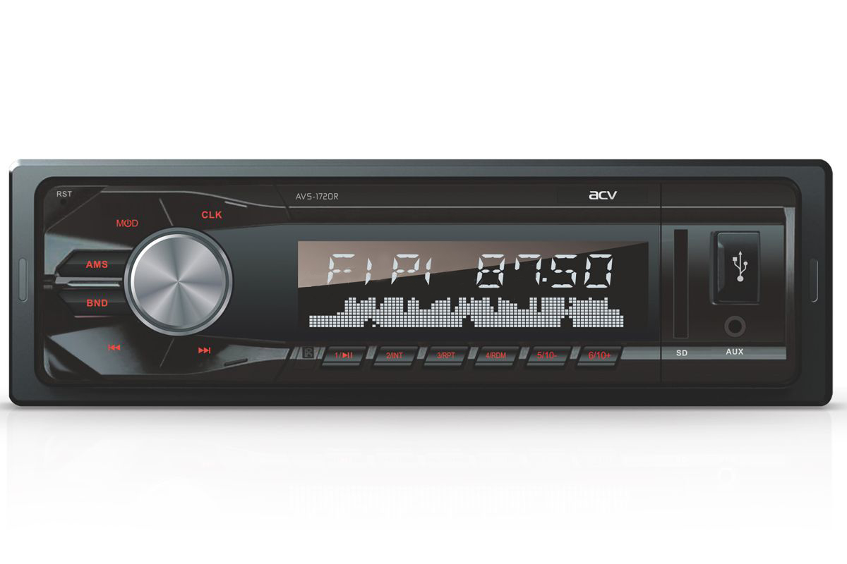 

Автомагнитола 1DIN. ACV AVS-1720R 1DIN./красная/USB/SD/FM/4x45