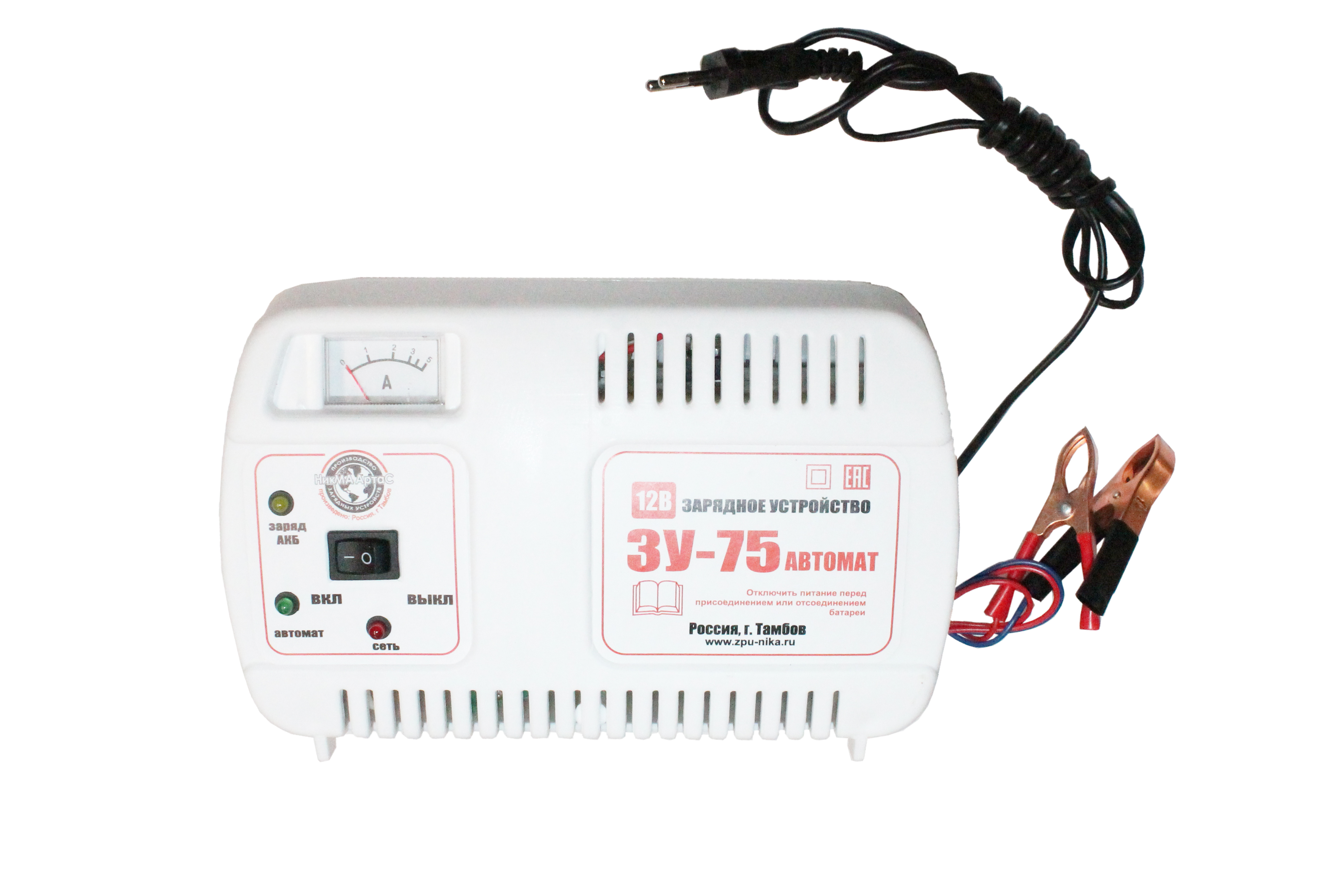 

Зарядное устройство 6A 12V автоматическое (амперметр) (НИКА) ЗУ75
