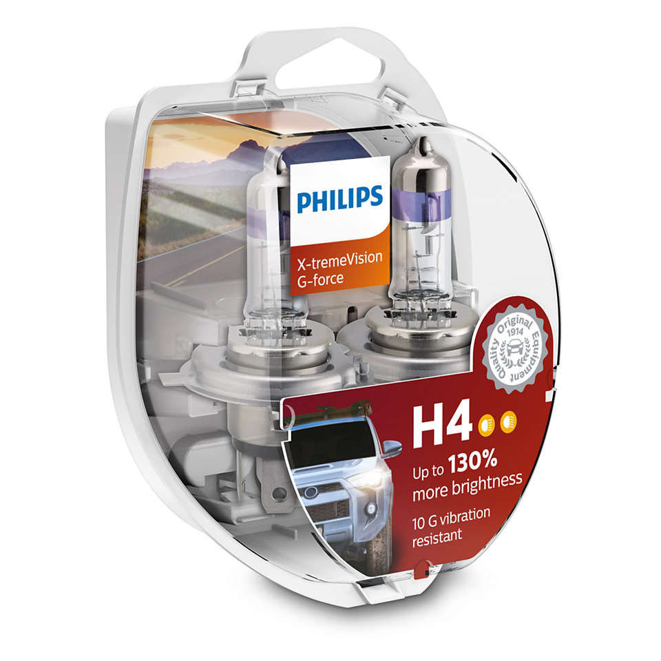 

Лампа PHILIPS H4 12V 60/55W PX43t +130% x-treme vision G-force 2шт